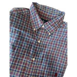 RALPH LAUREN SHIRT Classic Fit Plaid Multi Button Down Long Sleeve LT Tall